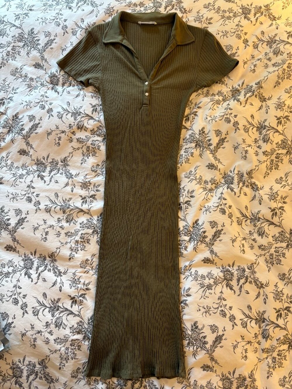 Olive green polo bodycon dress, Mango, women's size S